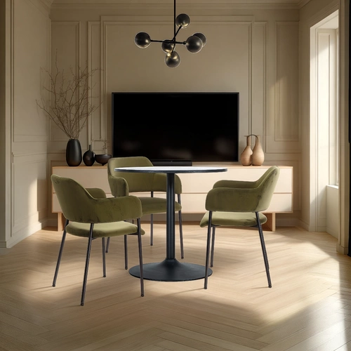 Jídelní židle Lima Actona zelená sametová s područkami snadno čistitelná