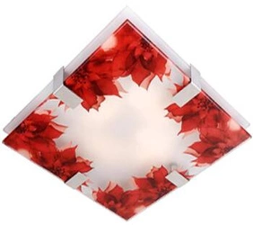 Červené skleněné čtvercové stropní svítidlo Rapsody 30x30 moderní do obýváku a ložnice
