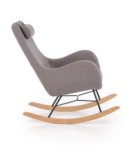 Moderní šedé čalouněné houpací křeslo Tolip do obýváku na relaxaci