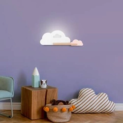Nástěnné LED svítidlo Cloud moderní bílo-růžové do dětského pokoje a ložnice 53 cm