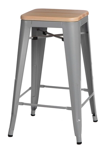 Židle barová Paris Wood 75cm šedá přírodní borovice Výprodej