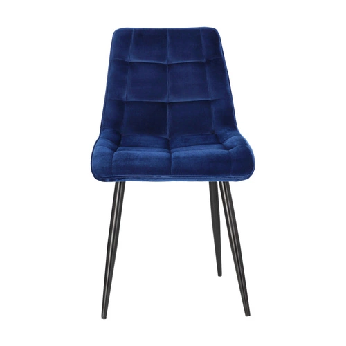 Jídelní židle Plaid Intesi čalouněná sametem tmavě modrá moderní černé nohy