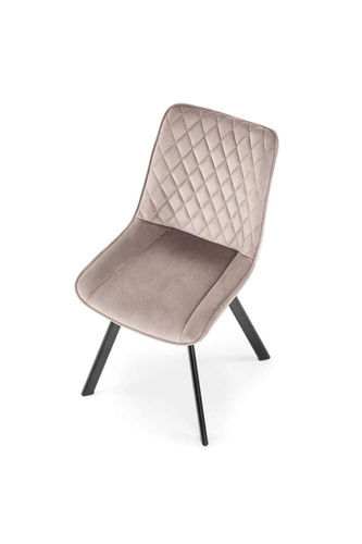 Otočená čalouněná jídelní židle z béžového veluru Veroniq Intesi moderní do jídelny a obýváku