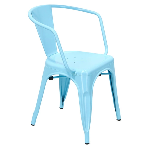 Kovová židle Paris Arms modrá do jídelny a kuchyně ve stylu Tolix industriální