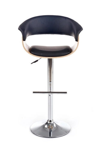 Barová židle Quena černá s opěrkou, otočná, výškově nastavitelná, moderní dub, do kuchyně a k ostrůvku