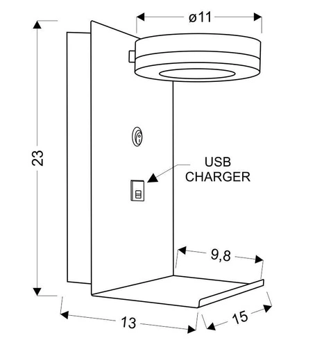 Kompaktní nástěnná lampa 4W LED bílá + USB nabíječka