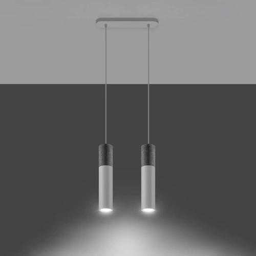 Závěsné svítidlo Borgio 2 bílé moderní do obýváku a nad stůl loftové betonové