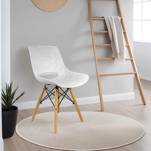 Sada 2 bílých skandinávských jídelních židlí s dřevěnými nohami Tortuga