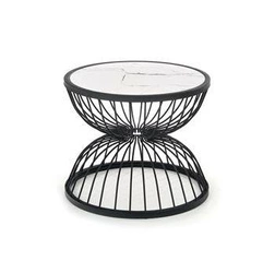 Konferenční stolek Bizerta kulatý bílý mramor 50 cm moderní glamour do obýváku Intesi