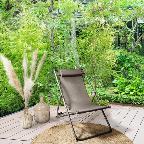 Zahradní lehátko Canard Ventos skládací s nastavitelným opěradlem tmavě béžové moderní