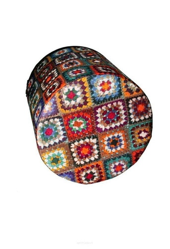 Kulatý taburet Overlay Intesi multicolor moderní do obýváku a ložnice s odnímatelným potahem