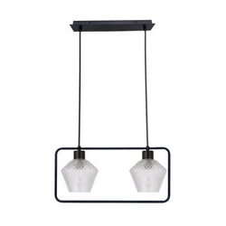 Závěsné svítidlo Niko černé 2x40W E27 čirý vroubkovaný difuzor