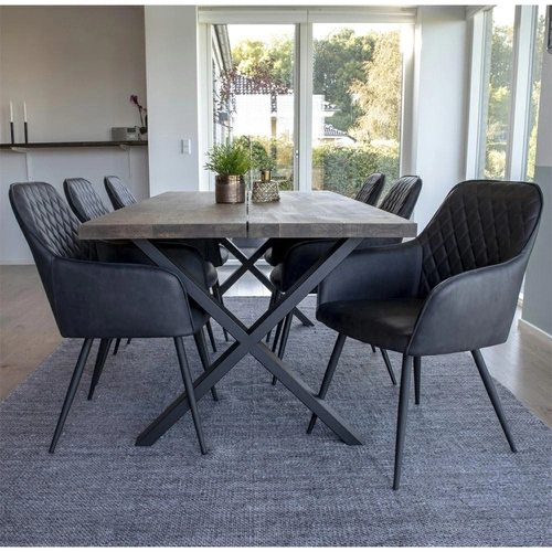 Čalouněná židle Harbo šedá ekokůže s područkami do jídelny a obýváku moderní