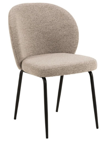 Čalouněná jídelní židle Patricia tmavě béžová moderní na černých kovových nohách