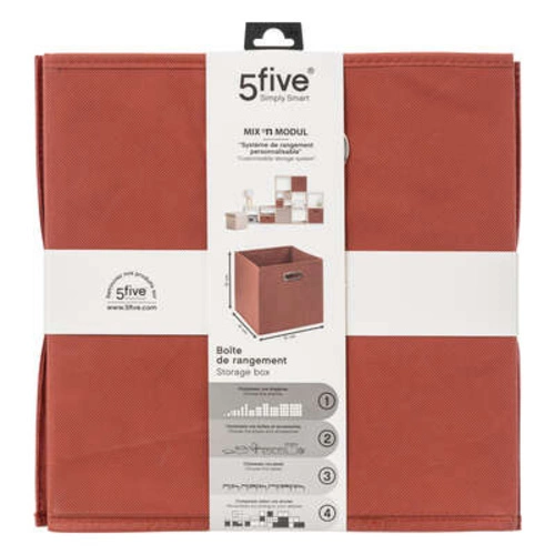 Látkový úložný box do regálu 31x31 cm s kovovým úchytem 5five simply smart terakota