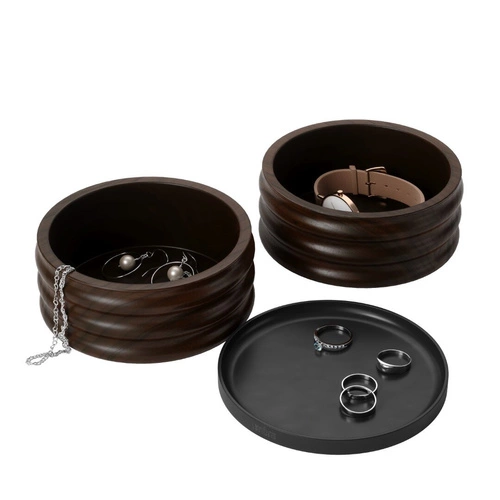 Dřevěný dvoupatrový stojan na šperky Umbra Tesora ořech