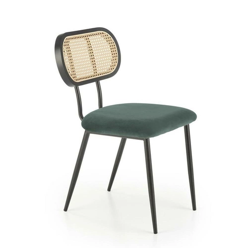 Čalouněná velurová židle Sophie zelená do jídelny a obýváku moderní na černých nohách