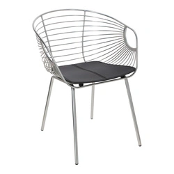 Kovová jídelní židle Sligo stříbrná s područkami