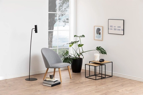 Jídelní židle Manley Actona čalouněná sametem modrá mušle na dubových nohách