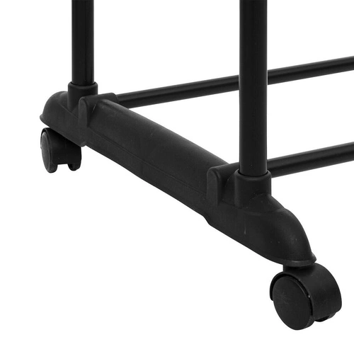 Stojanový dvojitý věšák na oblečení černý s nastavitelnou šířkou na kolečkách 5five