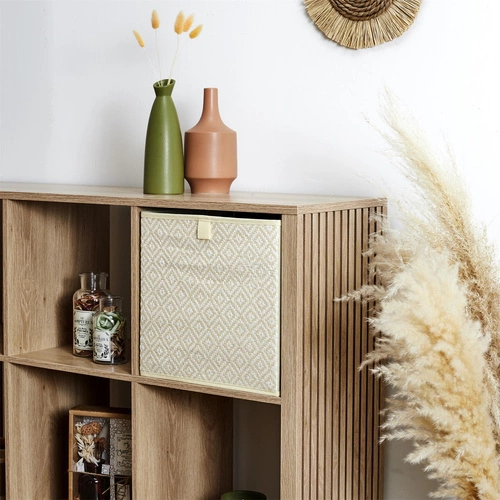 Intesi Braid béžová textilní krabice 30x30 do regálu skládací dekorativní