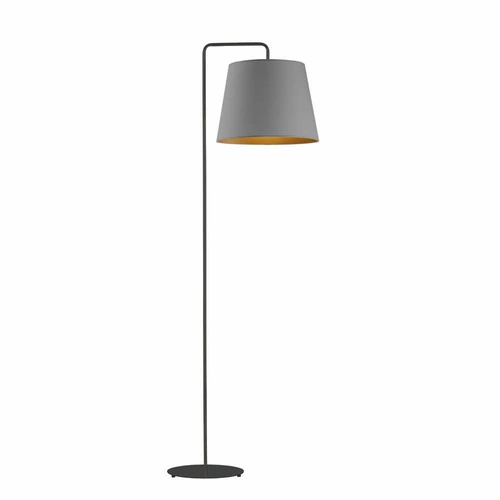 Stojací lampa RIJAD GOLD šedá moderní s velurovým stínidlem do obýváku Lysne