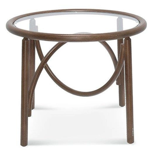 Kulatý konferenční stolek Wilma se skleněnou deskou a bukovými nohami moderní do obývacího pokoje FAMEG