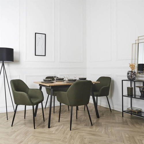 Čalouněná židle Lavia zelená khaki s područkami do jídelny a obýváku