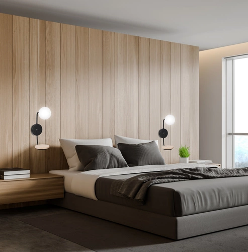 Nástěnné svítidlo Ponio moderní černé s bílým stínidlem do obýváku a ložnice 35 cm