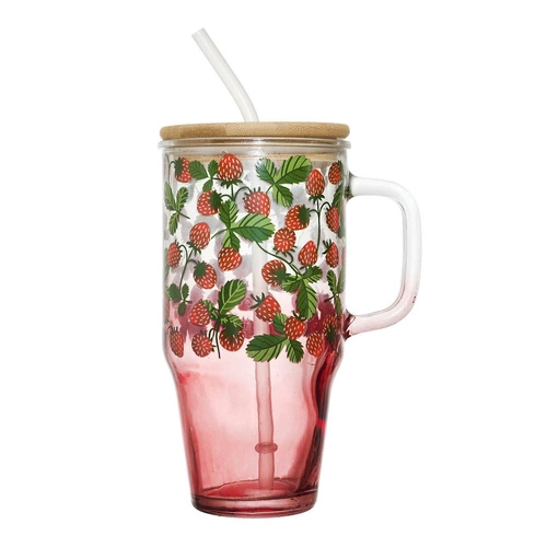 Hrnek s víčkem a brčkem Soleo 650 ml jahoda