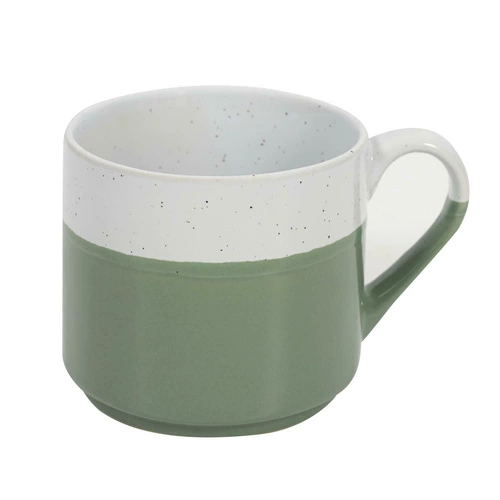 Keramický hrnek Jumelle zelený 330 ml na kávu a čaj ve stylu japandi Intesi