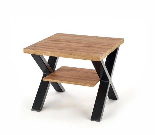 Konferenční stolek Venom S dubový čtvercový s policí moderní loft do obýváku 65x65 cm