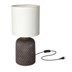 Noční lampička do ložnice Iner hnědá keramická s moderním stínidlem CANDELLUX 32 cm