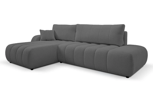 Rohová rozkládací pohovka levá Hobro šedá moderní do obýváku s úložným prostorem Intesi