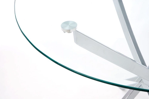 Kulatý skleněný stůl Amber 100 cm moderní do jídelny a kuchyně transparentní chrom Intesi