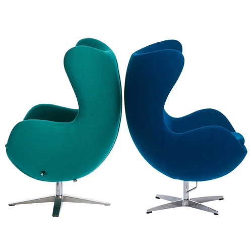 Křeslo Egg D2.DESIGN modrý kašmír otočné houpací moderní do obýváku
