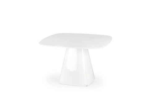 Bílý čtvercový jídelní stůl Tasmani Intesi moderní na jedné noze MDF lesk