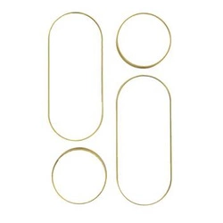 Sada 4 kulatých a oválných zrcadel Deco round zlaté zrcadlo do obýváku a předsíně