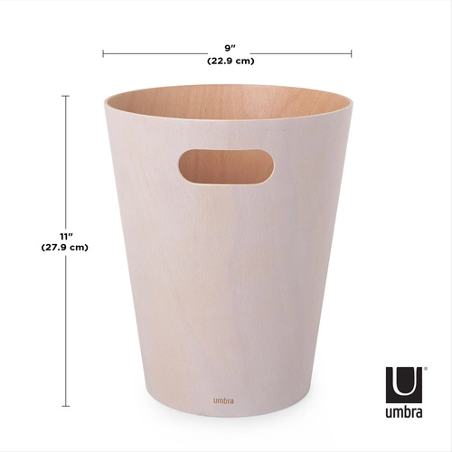 Dřevěný kancelářský odpadkový koš Umbra Woodrow bílý 7,5 l moderní design