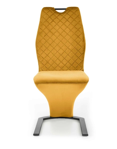 Čalouněná jídelní židle Brigitte hořčicový samet moderní s černými nohami