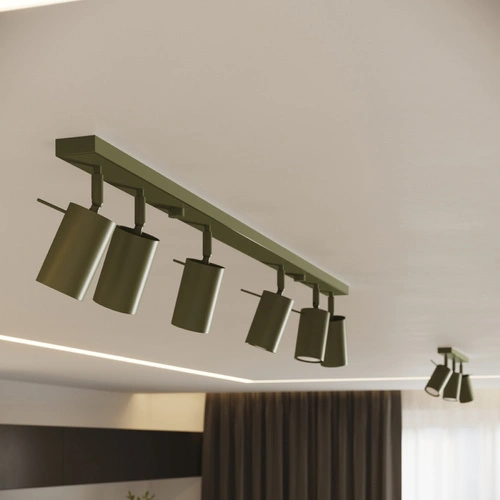 Stropní svítidlo RING 3P moderní olivově zelené ocelové do obýváku a ložnice