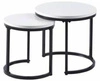 Sada 2 kulatých konferenčních stolků Mirra bílý loftový do obýváku se zasouváním