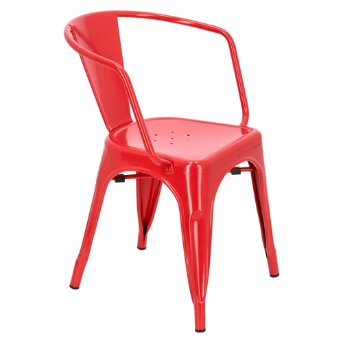 Kovová židle Paris Arms červená inspirovaná Tolixem s područkami do jídelny a kuchyně