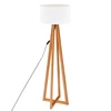 Stojací lampa do obýváku Molu Atmosphera bílá dřevěná skandinávská s látkovým stínidlem 141 cm