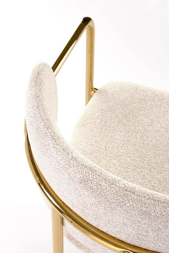 Čalouněná jídelní židle Jabari krémová s područkami na zlatých nohách do jídelny a obýváku