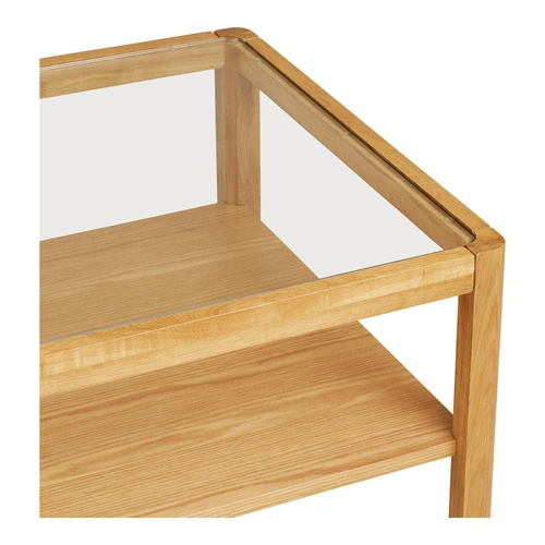 Konferenční stolek Lourmarin skleněný obdélníkový dubový moderní 110x60