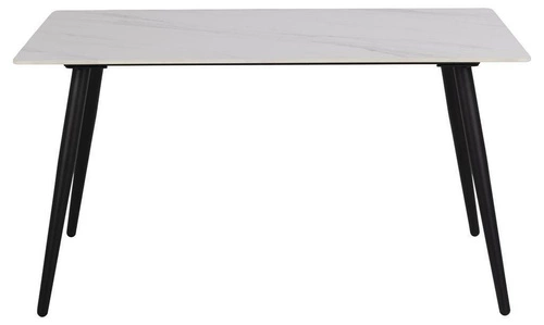 Jídelní stůl Wicklow 140x80 cm bílý mramor moderní keramický na černých nohách Actona