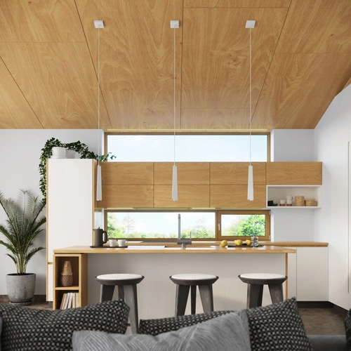 Závěsné svítidlo PRYSM 3P bílé skandinávský styl 3 světla do obýváku a nad kuchyňský ostrůvek