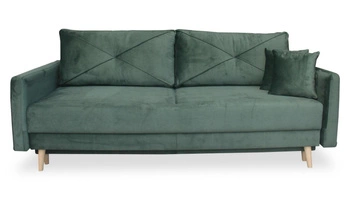 Rozkládací pohovka Saxo zelená dvoumístná do obýváku s úložným prostorem na lůžkoviny