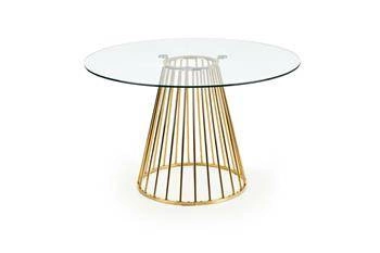 Kulaty skleněný stůl Dabro 120 cm na jedné noze zlatý moderní do jídelny a obýváku Intesi